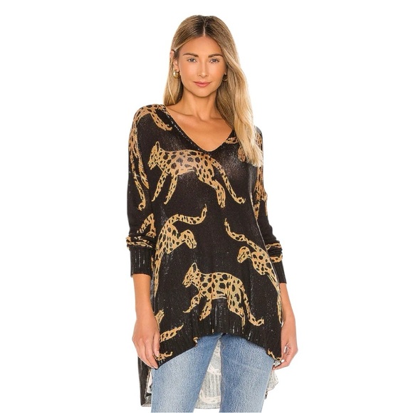 SHOW ME YOUR MUMU Hug Me Sweater Mucci Cat Knit Cheetah Pattern Size Small - Picture 1 of 8